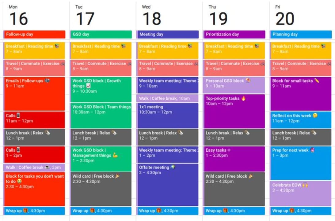 Colorcoded categories on Google Calendar help you stay organized