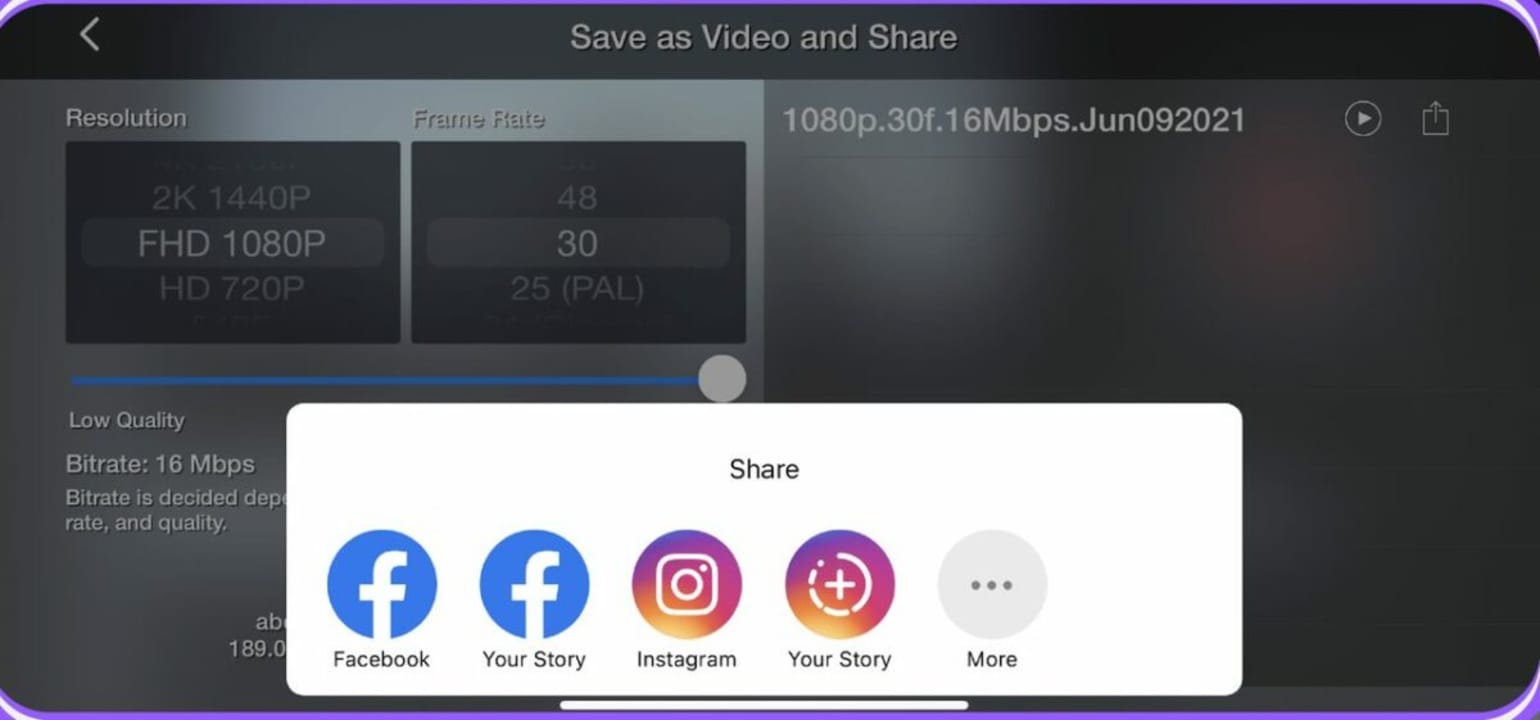 Use the share button in KineMaster to export videos to other platforms.