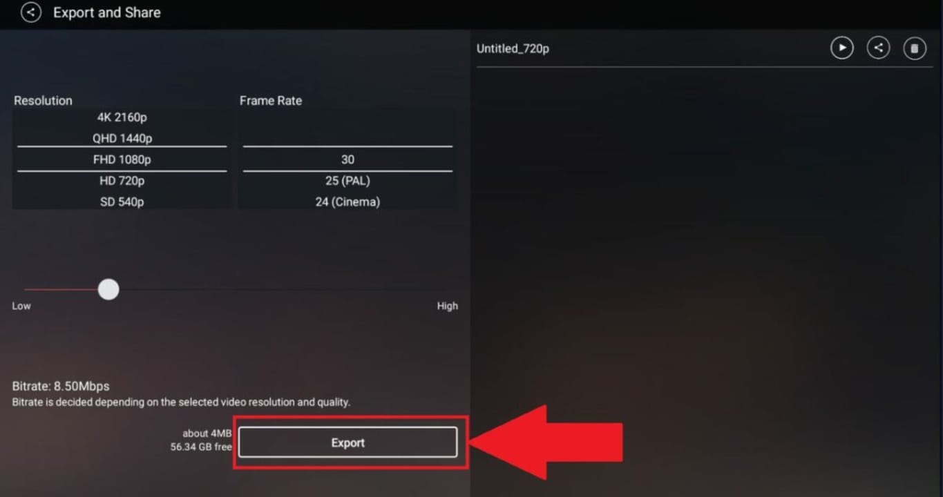 he export button is the last thing you need to click in KineMaster.