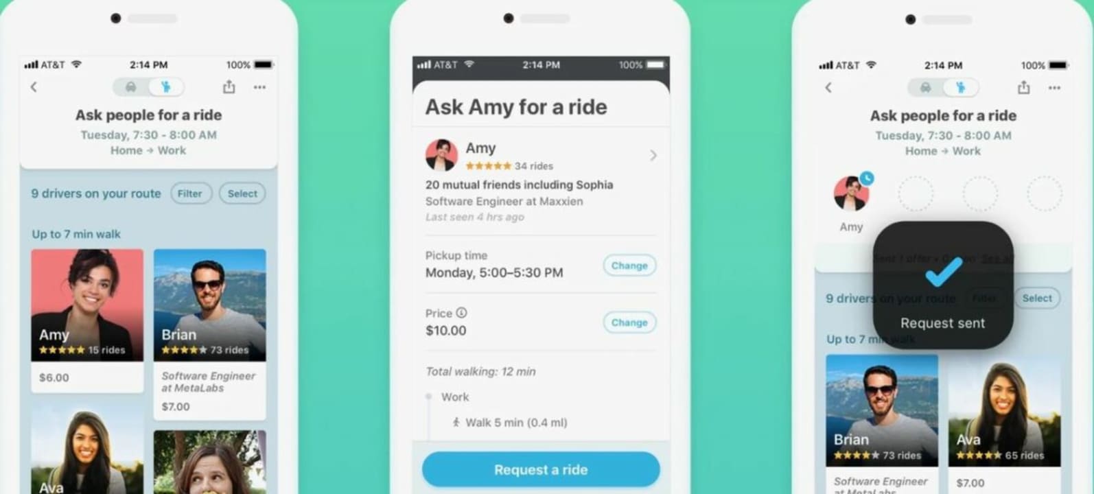 Carpooling is quick and easy with the app integration