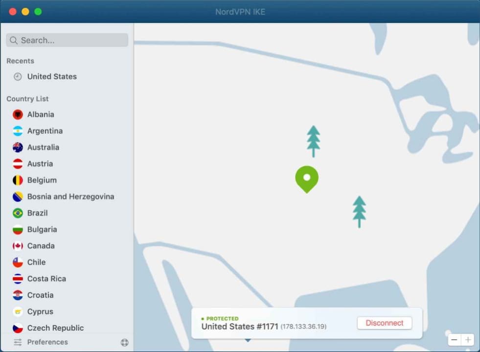 Nord VPN makes it easy to assign a new location to your IP address.