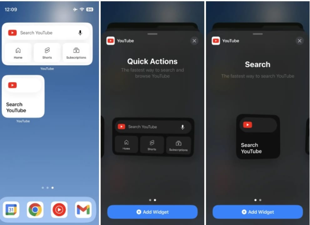 YouTube rolls out handy homescreen widgets to iPhone