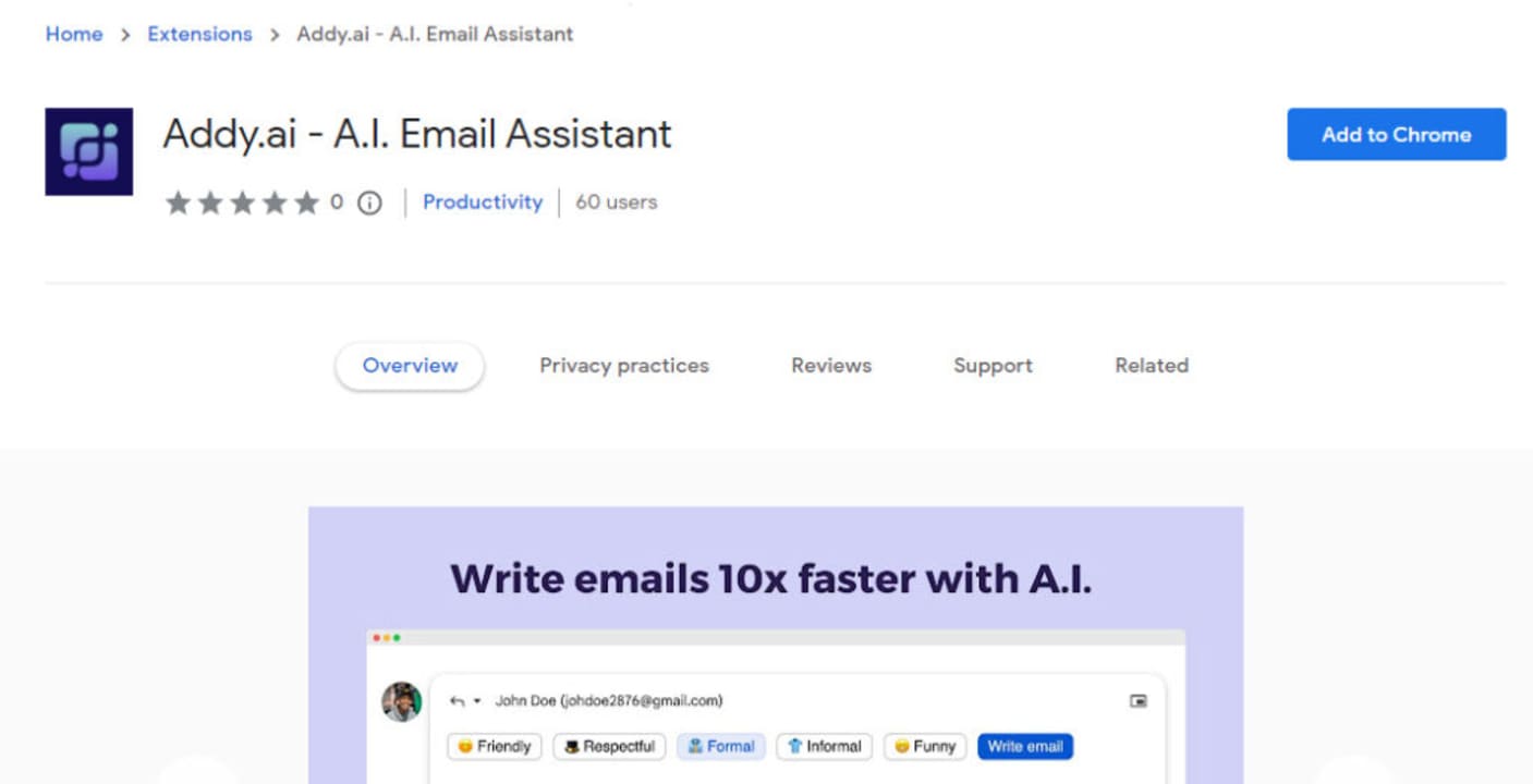 Addy AI can write emails quickly