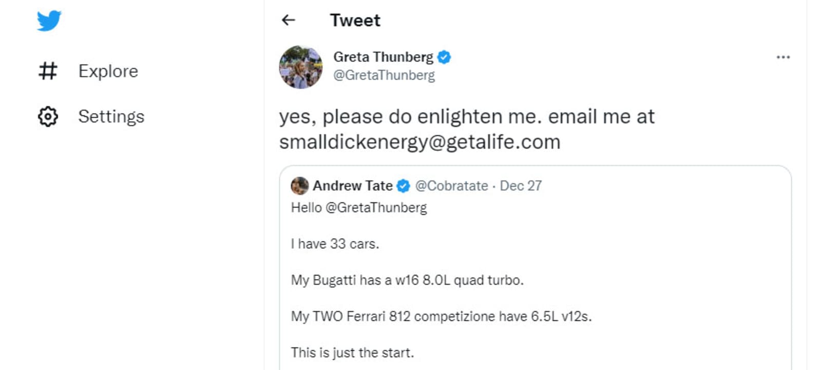 Twitter reactions to Greta Thunberg response
