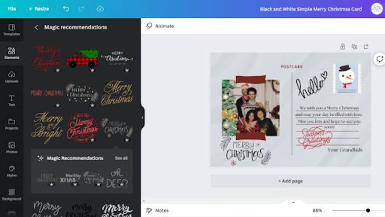 create beautiful Christmas Cards with Canva