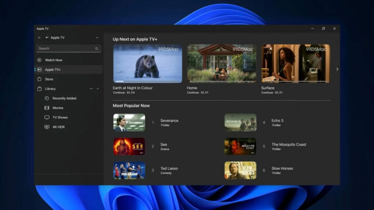 Apple Music and Apple TV are available on Windows 11